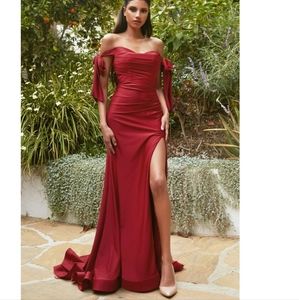 Stretch Luxe Jersey Burgundy Long Dress Ladivine CD943